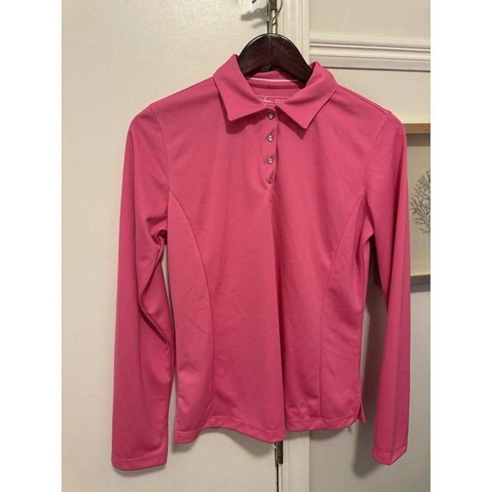 Lady Hagen Golf Pearl Button Moisture Wicking Long Sleeve Top Size M